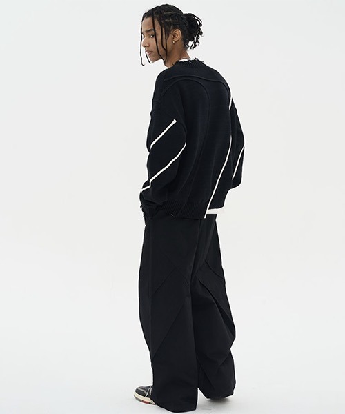 HARSH AND CRUEL（ハーシュアンドクルーエル）の「パイピング加工ダメージニットセーター HC22W8TP04【Harsh and Cruel】（ニット/セーター・メンズ・ブラック・L/M/XL）」の9枚目の写真