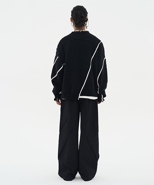 HARSH AND CRUEL（ハーシュアンドクルーエル）の「パイピング加工ダメージニットセーター HC22W8TP04【Harsh and Cruel】（ニット/セーター・メンズ・ブラック・L/M/XL）」の10枚目の写真