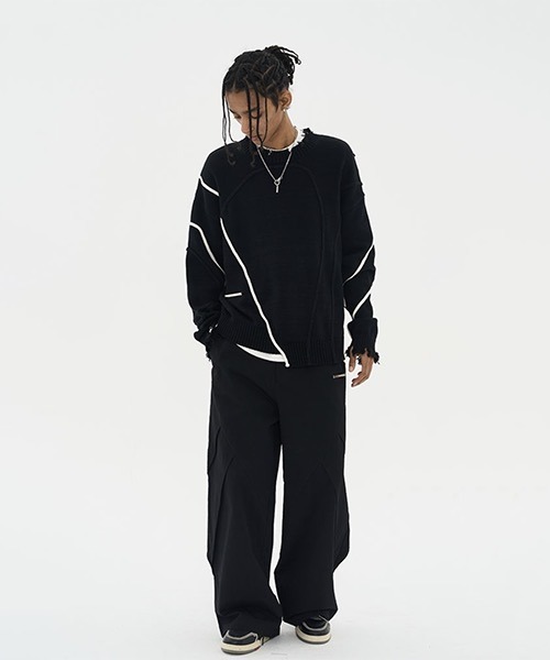 HARSH AND CRUEL（ハーシュアンドクルーエル）の「パイピング加工ダメージニットセーター HC22W8TP04【Harsh and Cruel】（ニット/セーター・メンズ・ブラック・L/M/XL）」の11枚目の写真