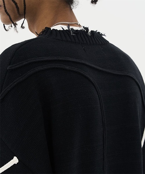 HARSH AND CRUEL（ハーシュアンドクルーエル）の「パイピング加工ダメージニットセーター HC22W8TP04【Harsh and Cruel】（ニット/セーター・メンズ・ブラック・L/M/XL）」の14枚目の写真