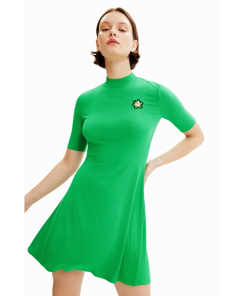 Desigual（デシグアル）の「花 ショート スケーターワンピース（ワンピース・レディース・グリーン・L/M/S/XL/XS）」の4枚目の写真