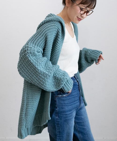 BURBERRY BLACK LABEL ケーブル編み フード付きカーディガン BURBERRY BLACK LABEL ケーブル編み フード付きカーディガン