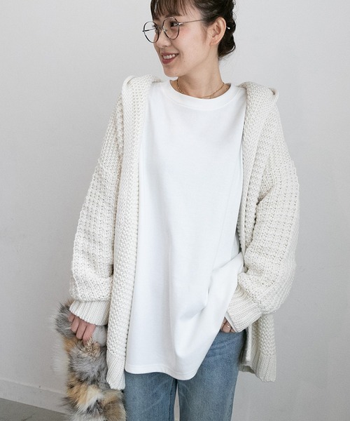 hiromichi フード付きニットカーディガン L｜ファッション