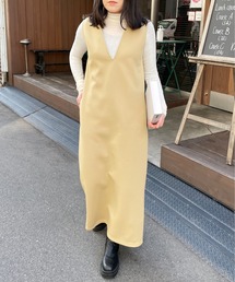 Meli rich | Vネックジャンパースカート(ジャンパースカート)