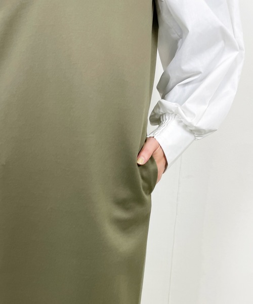 Meli rich（メリーリッチ）の「Vネックジャンパースカート（ジャンパースカート・レディース・アイボリー/イエロー/カーキ/ブラック/グレイッシュベージュ・MEDIUM）」の18枚目の写真