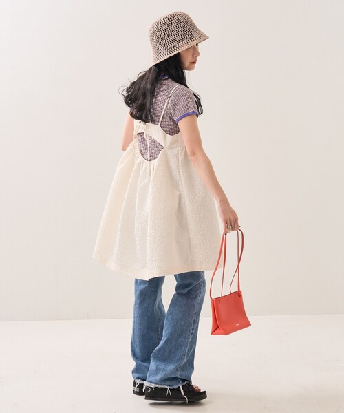 FREAK'S STORE（フリークスストア）の「フクレジャガードバックオープンキャミミニワンピース（ワンピース・レディース・ブラック/オフホワイト/ベージュ・ﾌﾘ-）」の13枚目の写真