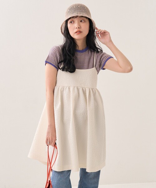 FREAK'S STORE（フリークスストア）の「フクレジャガードバックオープンキャミミニワンピース（ワンピース・レディース・ブラック/オフホワイト/ベージュ・ﾌﾘ-）」の14枚目の写真