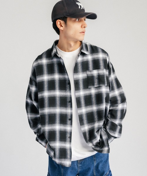 Ressaca（レサーカ）の「オーバーサイズ オンブレチェックシャツ（シャツ/ブラウス・メンズ・ブルー/ブラック/パープル/イエロー・M/L）」の21枚目の写真