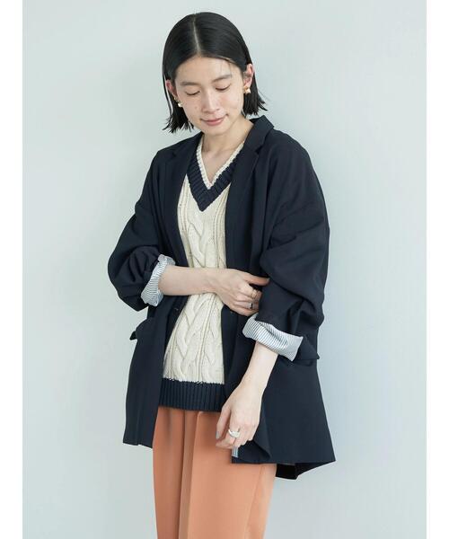 AMERICAN HOLIC（アメリカンホリック）の「Wボタンドロップショルダーテーラードジャケット1（テーラードジャケット・レディース・ネイビー・M/L）」の8枚目の写真