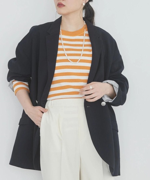 AMERICAN HOLIC（アメリカンホリック）の「Wボタンドロップショルダーテーラードジャケット1（テーラードジャケット・レディース・ネイビー・M/L）」の7枚目の写真