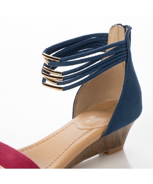 セール】ウエッジヒールアンクルストラップサンダル（サンダル