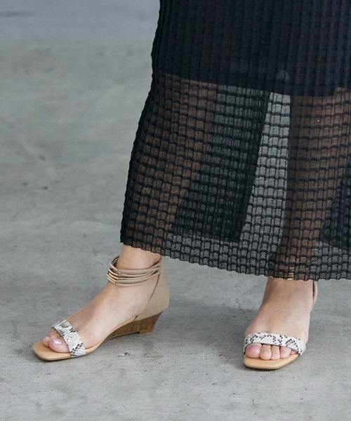 セール】ウエッジヒールアンクルストラップサンダル（サンダル