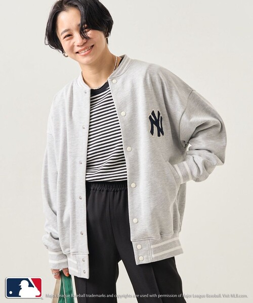 FREAK'S STORE（フリークスストア）の「MLB × FREAK'S STORE/エムエルビー MLB裏毛スタジャン（スタジャン・レディース・ブラック/ネイビー/グレー/ナチュラル・ﾌﾘ-）」の3枚目の写真