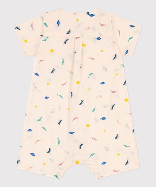 【セール】ポプリンショートロンパース（ロンパース）｜PETIT BATEAU（プチバトー）