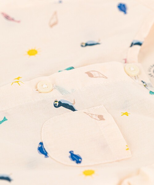 【セール】ポプリンショートロンパース（ロンパース）｜PETIT BATEAU（プチバトー）