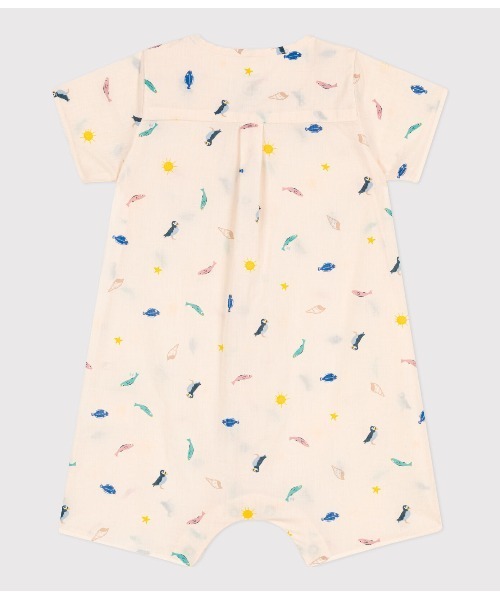 【セール】ポプリンショートロンパース（ロンパース）｜PETIT BATEAU（プチバトー）