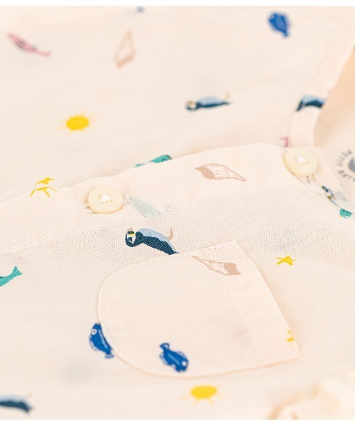 【セール】ポプリンショートロンパース（ロンパース）｜PETIT BATEAU（プチバトー）