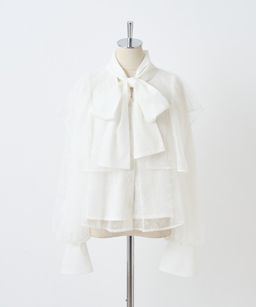 one after another NICE CLAUP(ワンアフターアナザーナイスクラップ)の「【襟取り外し可能】マルチウェイリボンブラウス(シャツ/ブラウス・レディース・ホワイト系その他/オフホワイト/グレー系その他/ピンクベージュ/アイボリー系・FREE)」の6枚目の写真