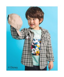 SLAPSLIP/【Disney】ミッキーマウス/ミニーマウス/デニムチェック柄シャツ/ディズニー(80~130cm)