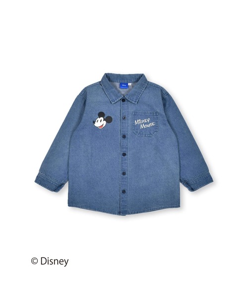 SLAP SLIP（スラップスリップ）の「SLAPSLIP/【Disney】ミッキーマウス/ミニーマウス/デニムチェック柄シャツ/ディズニー(80~130cm)（シャツ/ブラウス・キッズ・ホワイト系その他/ブルー・100/110/130/90/120/80）」の9枚目の写真