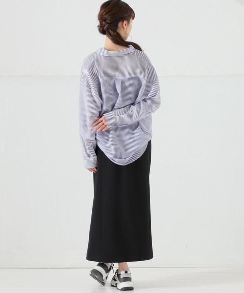 Honeys（ハニーズ）の「シアーシャツ（シャツ/ブラウス・レディース・サックスブルー系/ホワイト×ブルー/ホワイト×パープル/グリーン系その他/ピンク系その他・M/L/S）」の18枚目の写真