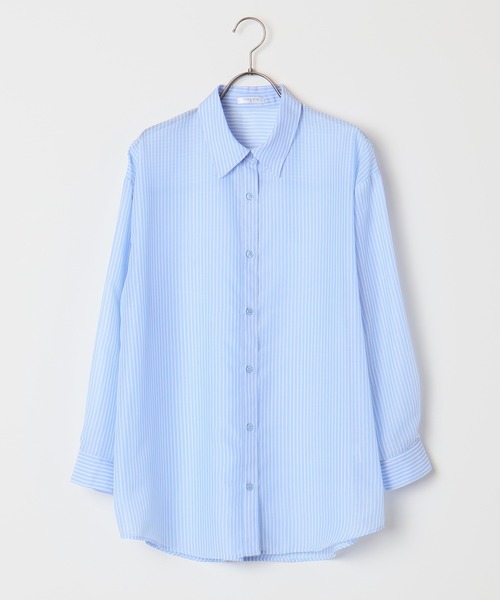 Honeys（ハニーズ）の「シアーシャツ（シャツ/ブラウス・レディース・サックスブルー系/ホワイト×ブルー/ホワイト×パープル/グリーン系その他/ピンク系その他・M/L/S）」の19枚目の写真