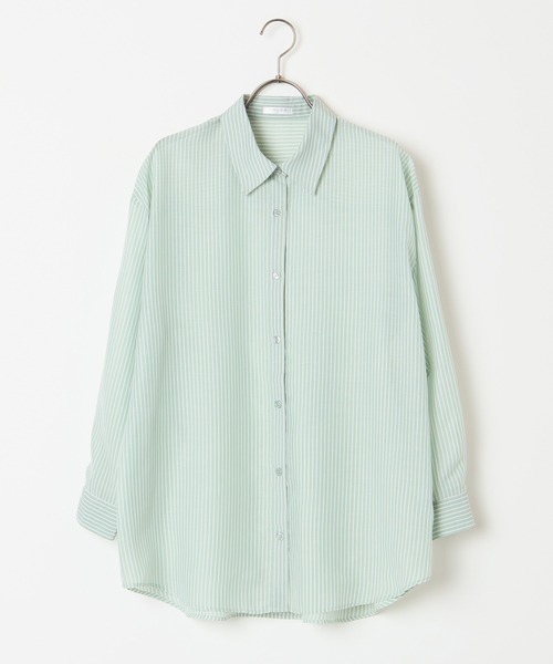 Honeys（ハニーズ）の「シアーシャツ（シャツ/ブラウス・レディース・サックスブルー系/ホワイト×ブルー/ホワイト×パープル/グリーン系その他/ピンク系その他・M/L/S）」の16枚目の写真