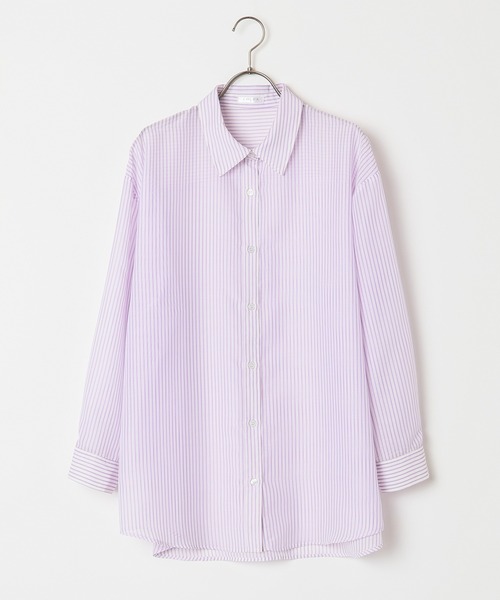 Honeys（ハニーズ）の「シアーシャツ（シャツ/ブラウス・レディース・サックスブルー系/ホワイト×ブルー/ホワイト×パープル/グリーン系その他/ピンク系その他・M/L/S）」の20枚目の写真