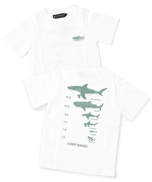 KRIFF MAYER Kid's Collection（クリフメイヤーキッズコレクション）の「【接触冷感】涼TOUCH背比べT（サメ）（Tシャツ/カットソー・キッズ・オフホワイト/ネイビー/コーラル/サックスブルー・130/160/150/170/120/140）」の2枚目の写真