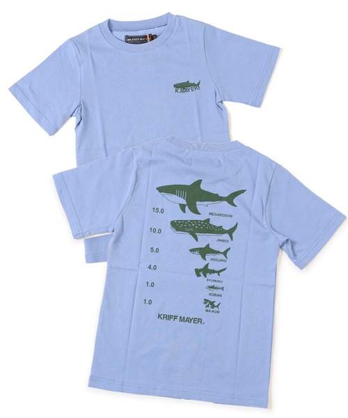 KRIFF MAYER Kid's Collection（クリフメイヤーキッズコレクション）の「【接触冷感】涼TOUCH背比べT（サメ）（Tシャツ/カットソー・キッズ・オフホワイト/ネイビー/コーラル/サックスブルー・130/160/150/170/120/140）」の4枚目の写真