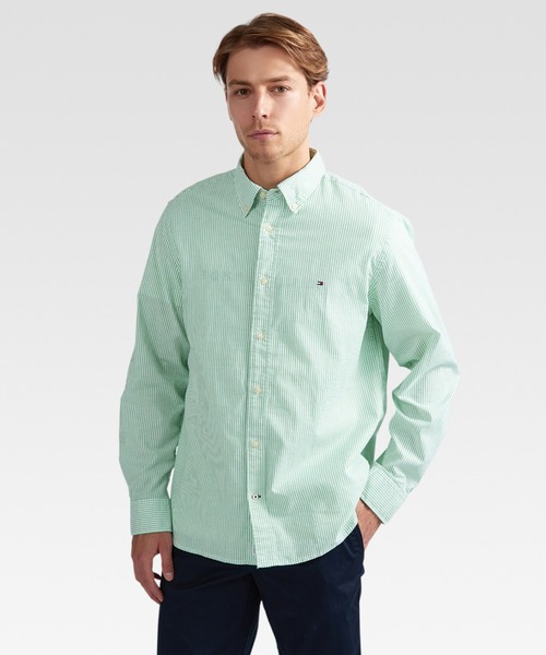 TOMMY HILFIGER（トミーヒルフィガー）の「【ESSENTIALS】フレックスオックスフォードストライプシャツ（シャツ/ブラウス・メンズ・ライトブルー/ライトグリーン/オレンジ/ベージュ/グリーン・LARGE/MEDIUM/SMALL/X-LARGE）」の3枚目の写真