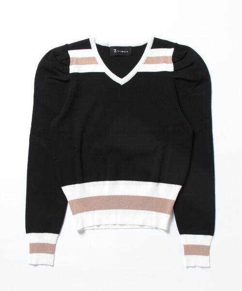 バイカラーＶネックトップス