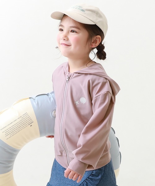 devirock（デビロック）の「ガールズ 長袖ジップラッシュガード（ラッシュガード・キッズ・パープル系その他/ホワイト/バイオレット・100cm/110cm/120cm/130cm/140cm/150cm/160cm）」の3枚目の写真