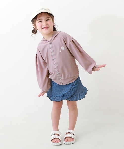 devirock（デビロック）の「ガールズ 長袖ジップラッシュガード（ラッシュガード・キッズ・パープル系その他/ホワイト/バイオレット・100cm/110cm/120cm/130cm/140cm/150cm/160cm）」の13枚目の写真