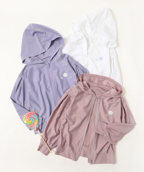 devirock（デビロック）の「ガールズ 長袖ジップラッシュガード（ラッシュガード・キッズ・パープル系その他/ホワイト/バイオレット・100cm/110cm/120cm/130cm/140cm/150cm/160cm）」の11枚目の写真