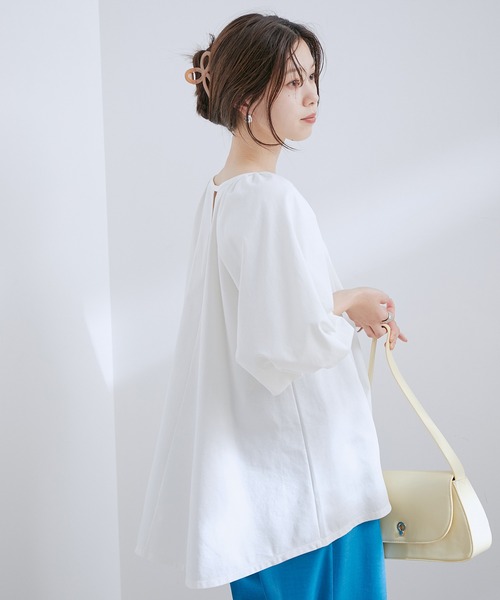 VIS(ビス)の「【洗える】ボリュームスリーブチュニックトップス(Tシャツ/カットソー・レディース・ブラック/ブラウン系その他2/オフホワイト・FREE)」の9枚目の写真