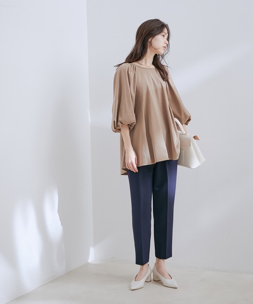 VIS(ビス)の「【洗える】ボリュームスリーブチュニックトップス(Tシャツ/カットソー・レディース・ブラック/ブラウン系その他2/オフホワイト・FREE)」の6枚目の写真