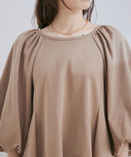 VIS(ビス)の「【洗える】ボリュームスリーブチュニックトップス(Tシャツ/カットソー・レディース・ブラック/ブラウン系その他2/オフホワイト・FREE)」の14枚目の写真