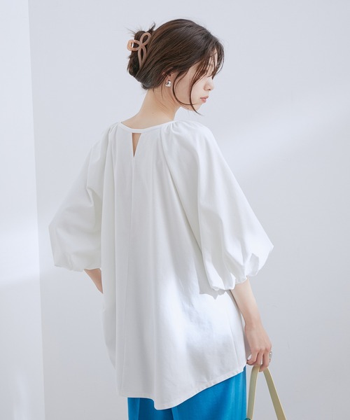 VIS(ビス)の「【洗える】ボリュームスリーブチュニックトップス(Tシャツ/カットソー・レディース・ブラック/ブラウン系その他2/オフホワイト・FREE)」の16枚目の写真
