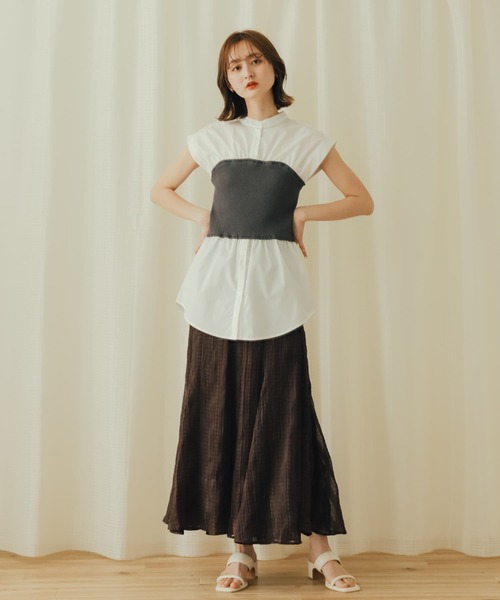 SENSE OF PLACE by URBAN RESEARCH(センスオブプレイスバイアーバンリサーチ)の「ビスチェドッキングシャツ(シャツ/ブラウス・レディース・ブルー系その他/ライトブルー/オフホワイト・ONE)」の13枚目の写真