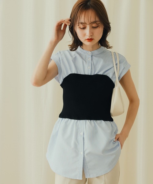 SENSE OF PLACE by URBAN RESEARCH(センスオブプレイスバイアーバンリサーチ)の「ビスチェドッキングシャツ(シャツ/ブラウス・レディース・ブルー系その他/ライトブルー/オフホワイト・ONE)」の19枚目の写真