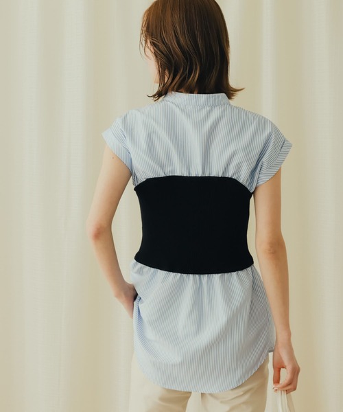 SENSE OF PLACE by URBAN RESEARCH(センスオブプレイスバイアーバンリサーチ)の「ビスチェドッキングシャツ(シャツ/ブラウス・レディース・ブルー系その他/ライトブルー/オフホワイト・ONE)」の16枚目の写真