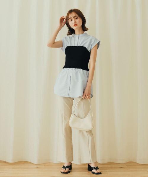 SENSE OF PLACE by URBAN RESEARCH(センスオブプレイスバイアーバンリサーチ)の「ビスチェドッキングシャツ(シャツ/ブラウス・レディース・ブルー系その他/ライトブルー/オフホワイト・ONE)」の7枚目の写真