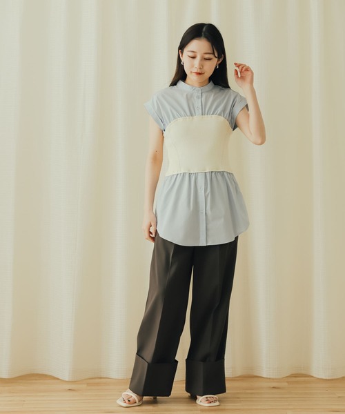 SENSE OF PLACE by URBAN RESEARCH(センスオブプレイスバイアーバンリサーチ)の「ビスチェドッキングシャツ(シャツ/ブラウス・レディース・ブルー系その他/ライトブルー/オフホワイト・ONE)」の22枚目の写真