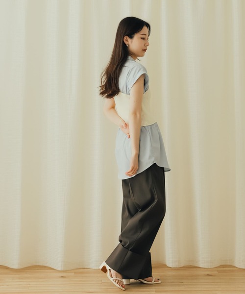 SENSE OF PLACE by URBAN RESEARCH(センスオブプレイスバイアーバンリサーチ)の「ビスチェドッキングシャツ(シャツ/ブラウス・レディース・ブルー系その他/ライトブルー/オフホワイト・ONE)」の5枚目の写真