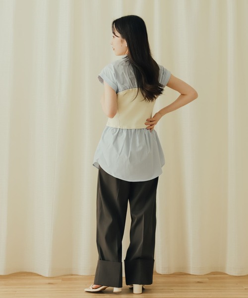 SENSE OF PLACE by URBAN RESEARCH(センスオブプレイスバイアーバンリサーチ)の「ビスチェドッキングシャツ(シャツ/ブラウス・レディース・ブルー系その他/ライトブルー/オフホワイト・ONE)」の14枚目の写真