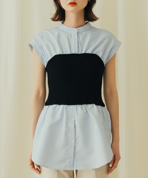 SENSE OF PLACE by URBAN RESEARCH(センスオブプレイスバイアーバンリサーチ)の「ビスチェドッキングシャツ(シャツ/ブラウス・レディース・ブルー系その他/ライトブルー/オフホワイト・ONE)」の20枚目の写真