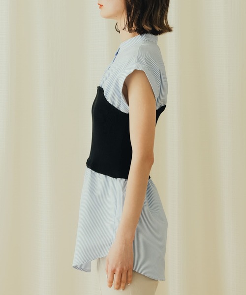 SENSE OF PLACE by URBAN RESEARCH(センスオブプレイスバイアーバンリサーチ)の「ビスチェドッキングシャツ(シャツ/ブラウス・レディース・ブルー系その他/ライトブルー/オフホワイト・ONE)」の17枚目の写真