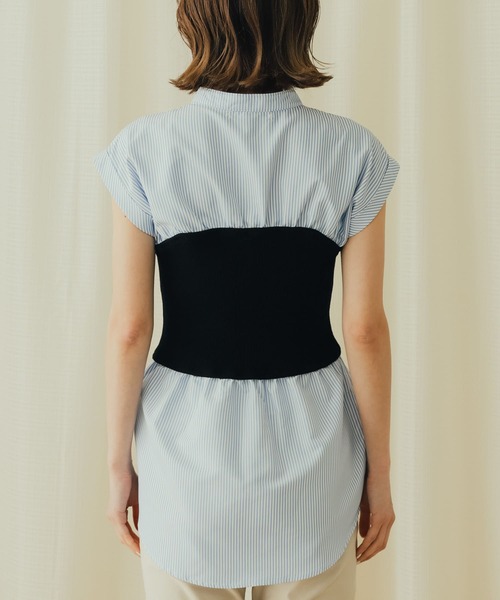 SENSE OF PLACE by URBAN RESEARCH(センスオブプレイスバイアーバンリサーチ)の「ビスチェドッキングシャツ(シャツ/ブラウス・レディース・ブルー系その他/ライトブルー/オフホワイト・ONE)」の8枚目の写真