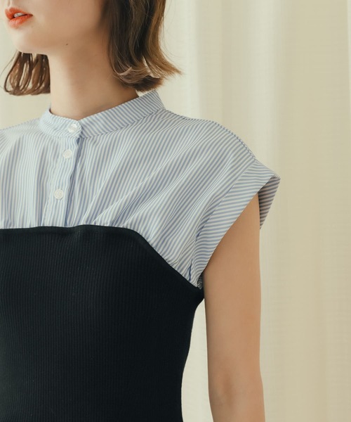 SENSE OF PLACE by URBAN RESEARCH(センスオブプレイスバイアーバンリサーチ)の「ビスチェドッキングシャツ(シャツ/ブラウス・レディース・ブルー系その他/ライトブルー/オフホワイト・ONE)」の11枚目の写真